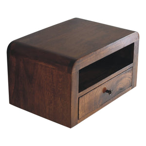 Chunky Chestnut Floating Bedside, 1-Drawer, 1 Open Slot