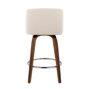 Toriano - Mid-Century Modern Fixed Height Counter Stool With Round Footrest (Set of 2)