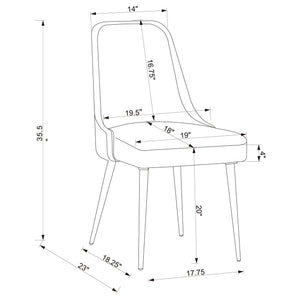 Padded Side Chair Of 2) With Upholstered Seat And Polished - Gray