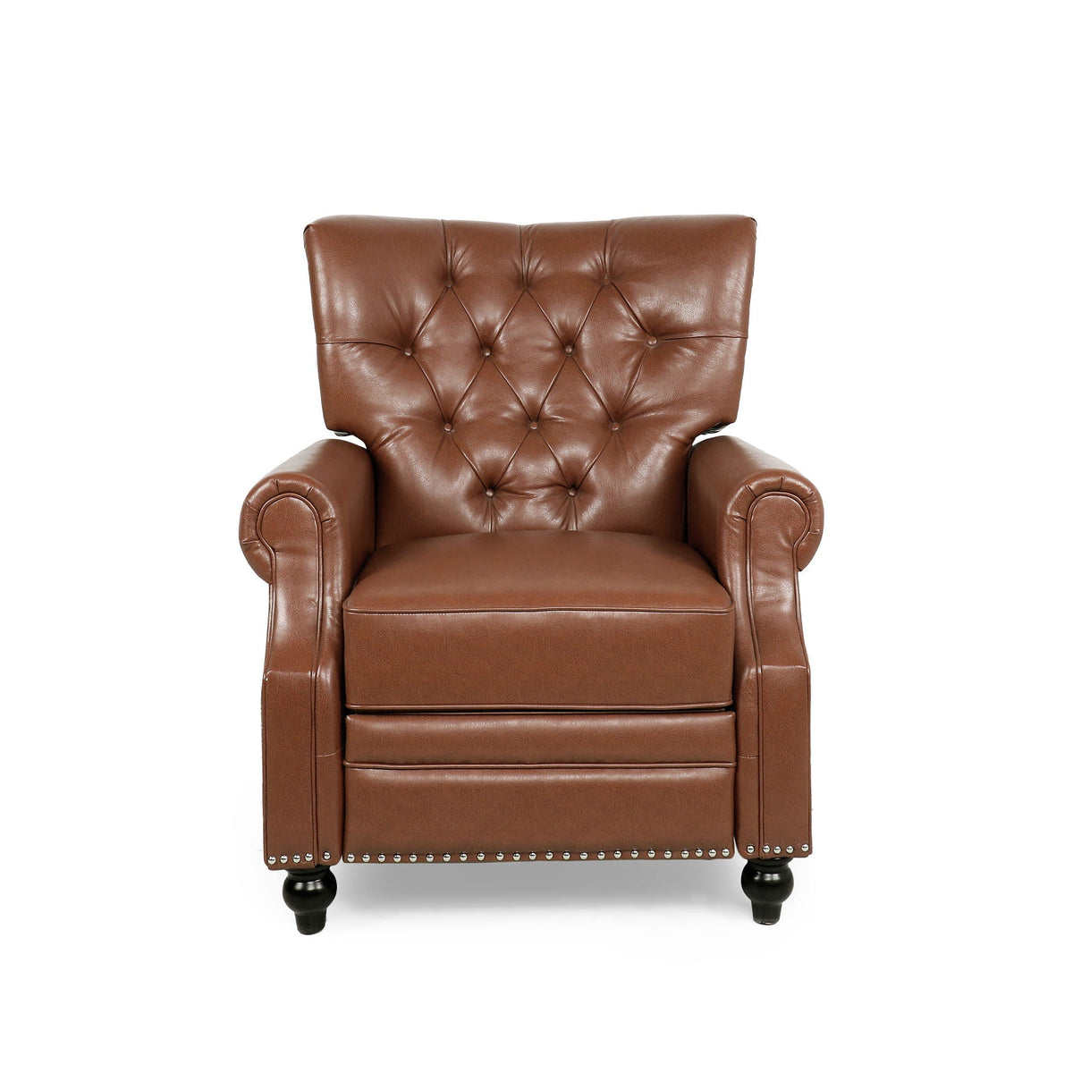 Welch Contemporary Tufted Pushback Recliner with Nailhead Trim - Beige or Light Brown