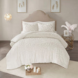 King/Cal King 3-Piece Tufted Cotton Chenille Medallion Duvet Cover Set