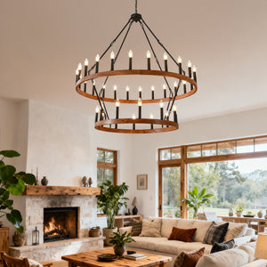 47.24 Inch Large Wagon Wheel Chandelier