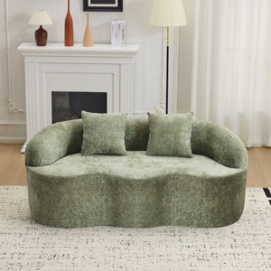 Curved Loveseat Sofa With Round Armrest