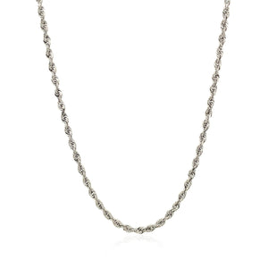 2.5mm 14k White Gold Solid Diamond Cut Rope Chain