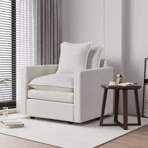 Plush Chenille Armchair with Deep Seating and Double-Layer Cushions