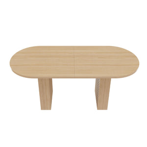 Oval Dining Table With Wood Strip Base