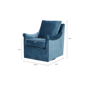 Swivel Chair With Curved Arms And Straight Back - Blue