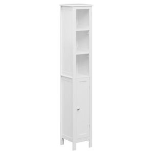 Slim Tall Bathroom Storage Cabinet With Adjustable Shelves, Anti Tip Freestanding Cabinet - White