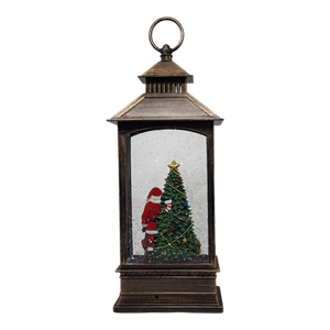 Lighted Spinning Waterglobe Lantern - Santa Delivering Gifts