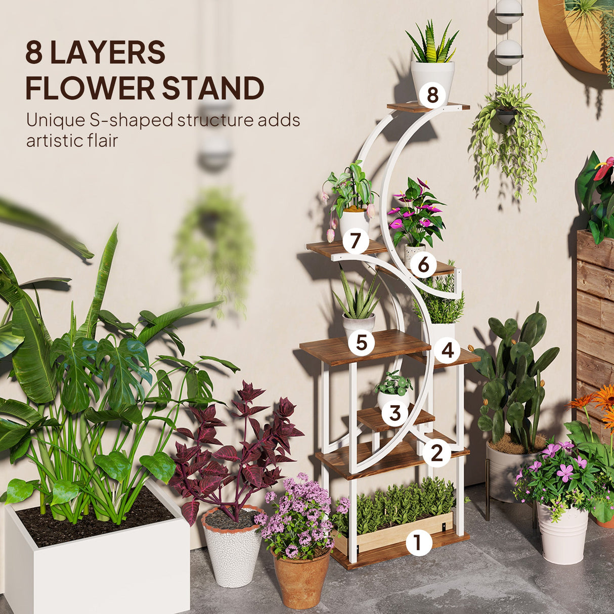 Outsunny 8 Tier Plant Stand Indoor