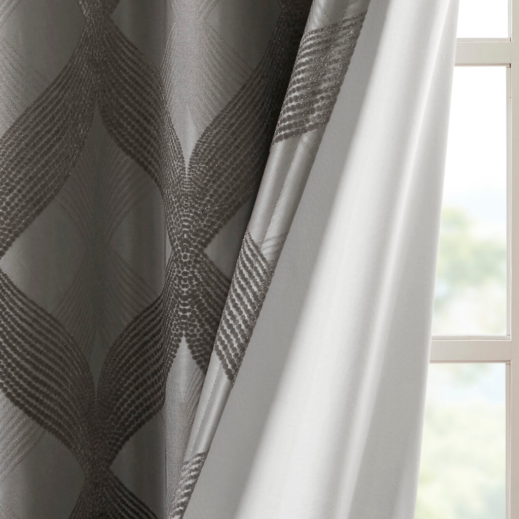 Ogee knitted jacquard total blackout curtain panel (only 1 pc panel)