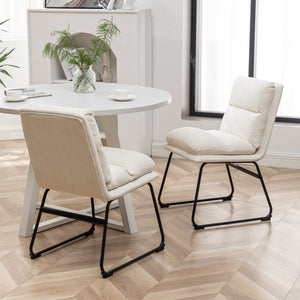 Innes 5-Piece Round Dining Set with Rubberwood Table and Faux Leather Chairs - Vanilla White