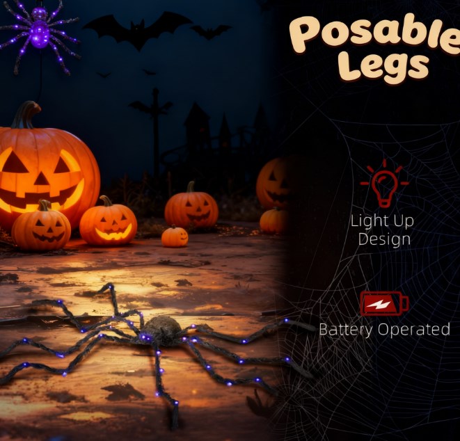 Light-Up Oversized Spider Halloween Yard Decor