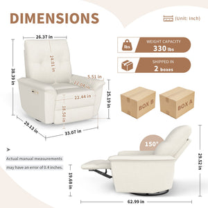 270° Power Swivel Rocker Recliner Chair with Phone Holder