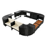 Spa Surround Spa Frame Quadrilateral Outdoor Rattan Sectional Sofa Set With Mini Sofa, Wooden Seats And Storage Spaces