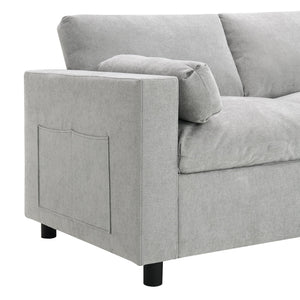 Modular Sectional With Storage Pockets, 5 Seat U Shaped Couch Set With Pillows, Free Combination Modern Cloud Sofa With 2 Movable Ottoman