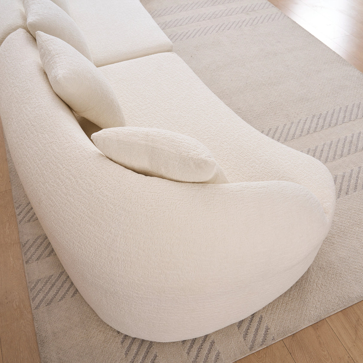 Curved Boneless Sofa, Compression Modular 110'' Sectional