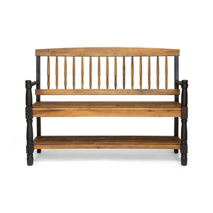 Slatted Bench With Built-In Shelf