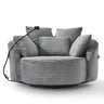 Swivel Accent Barrel Chair With Adjustable Phone Holder, 5 Pillows For Living Room