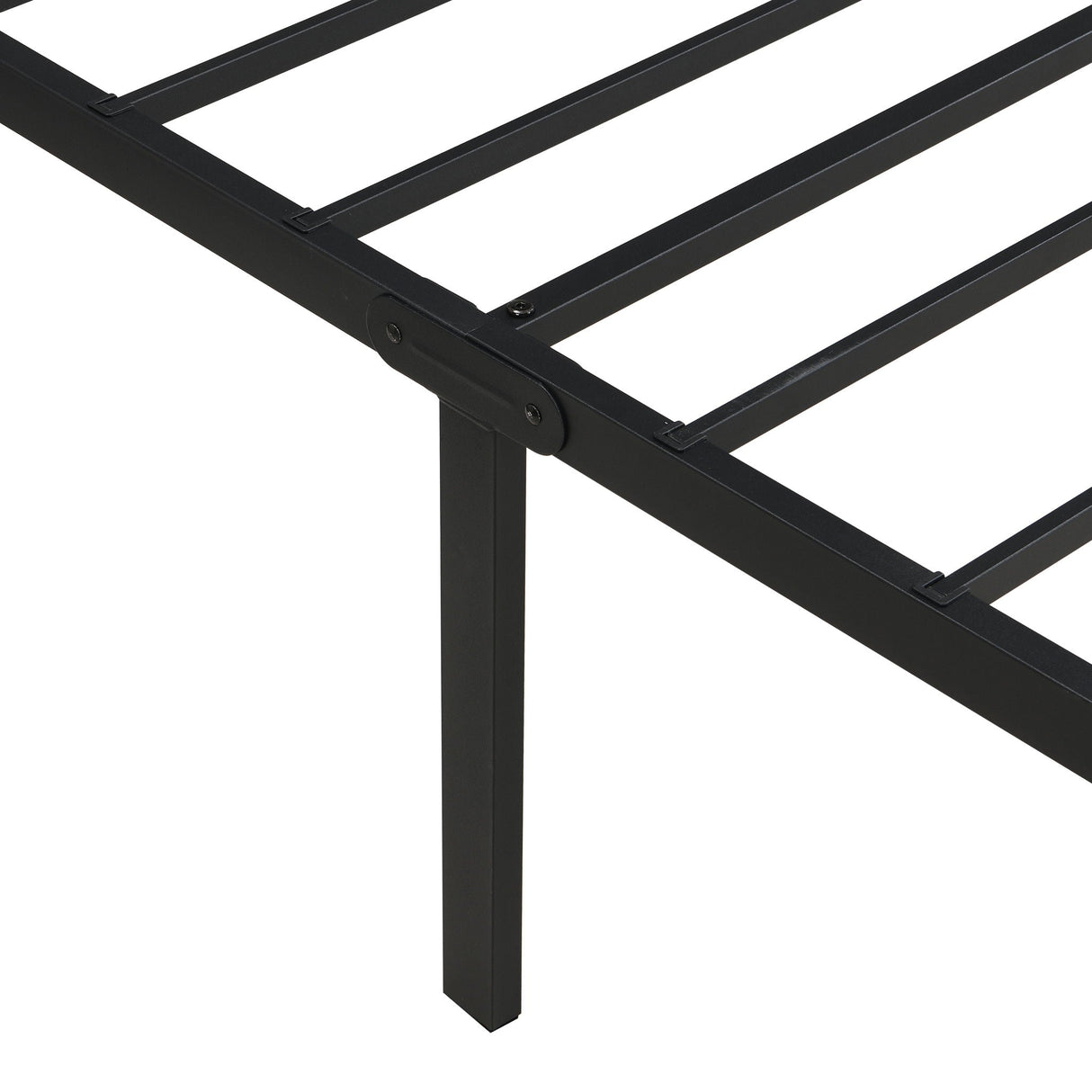 Heavy Duty Queen Size Bed Frame With Quiet Support - Black