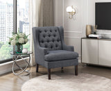 Button-Tufted Upholstered High Back Accent Chair