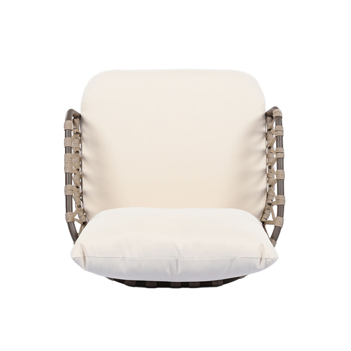 4 Piece Outdoor Patio Furniture Set, Metal Chairs With Woven Rope U Shaped Backrest