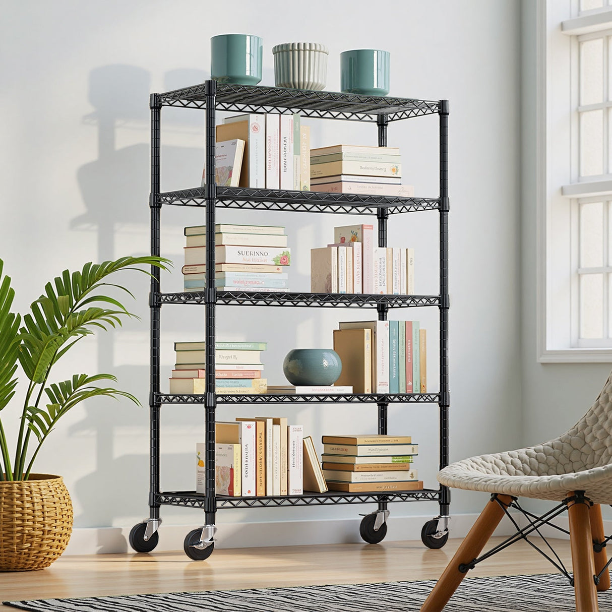 5-Shelf Storage Shelves - Heavy Duty Metal Shelving Unit