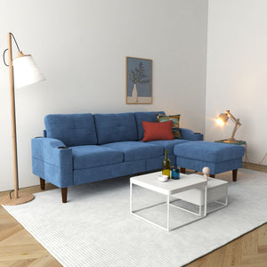 3 Seater Convertible Combination L Shaped Sofa With Footstools With Storage