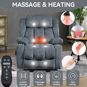 Chenille Power Lift Recliner Chair with Massage & Heating
