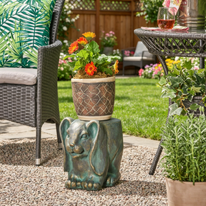13inch High Rabbit Garden Stool, Lightweight Concrete, Gold Patina Finish, No Assembly Required