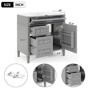 Bathroom Vanity With Top Sink, 2 Drawers and Tip Out Drawer
