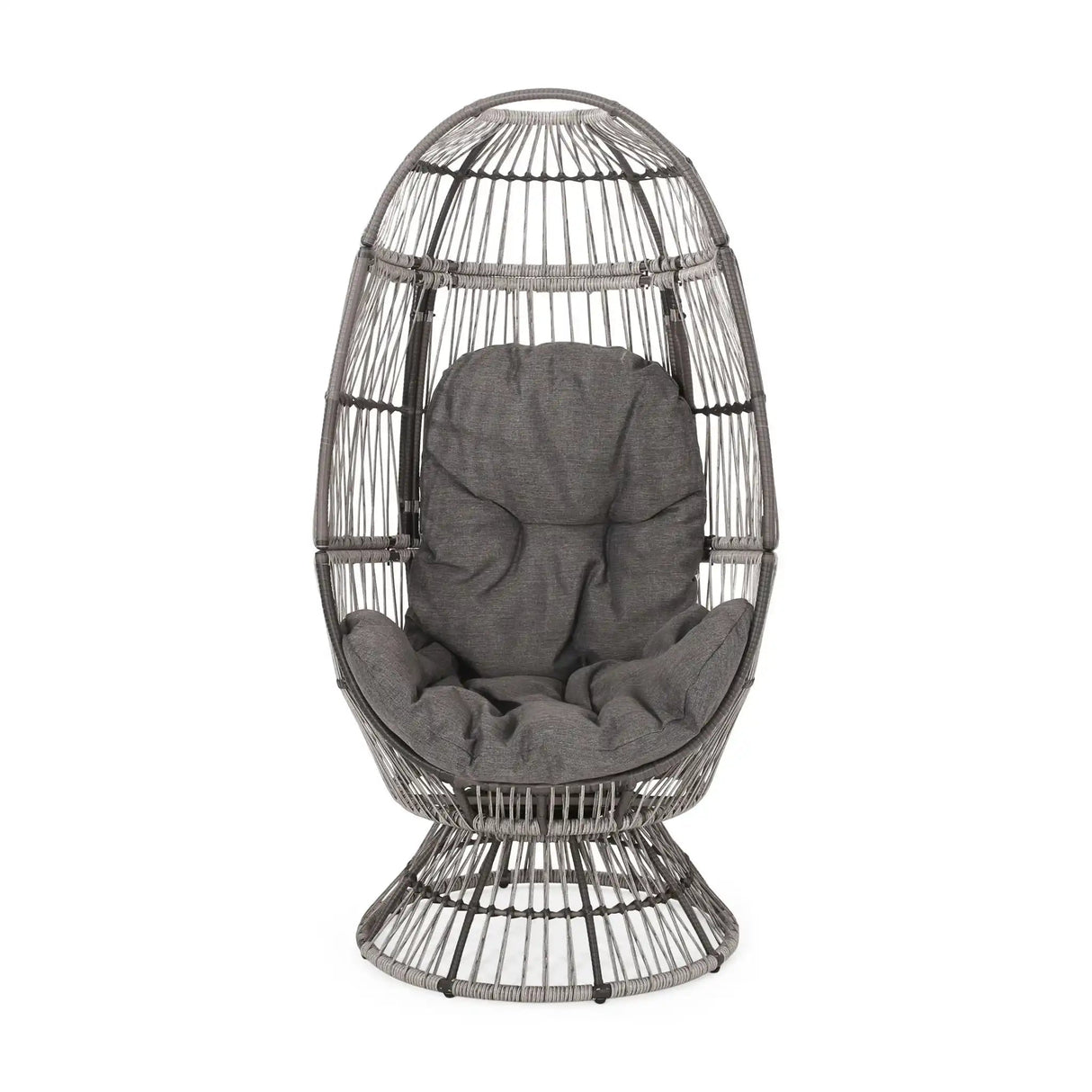 Patio Swivel Basket Egg Chair With Cushion