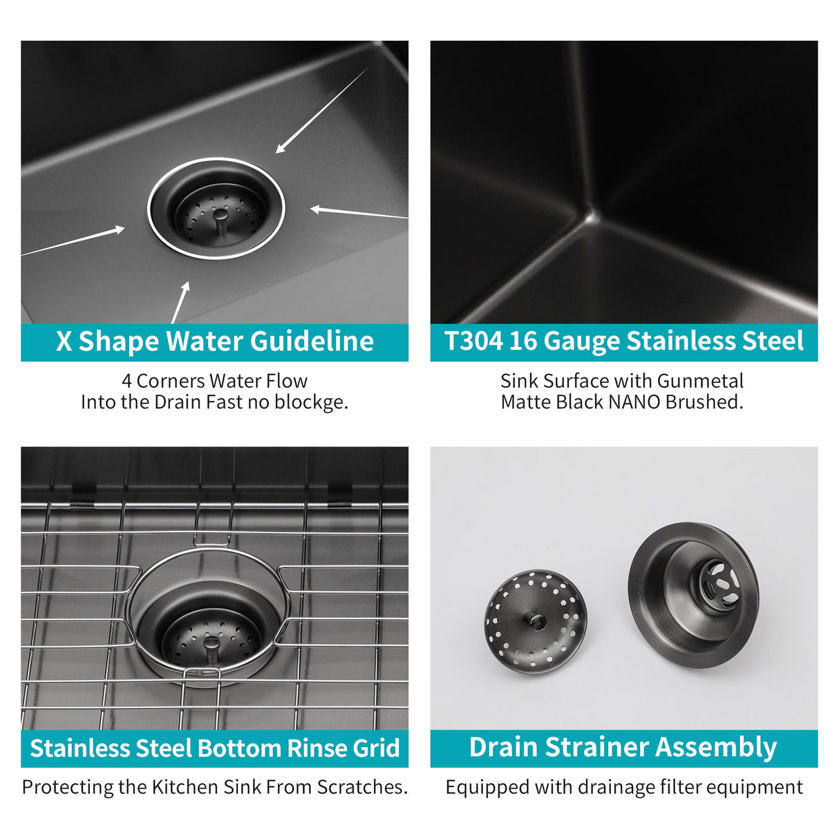 Topmount Kitchen Sink 16 Gauge, Single Bowl