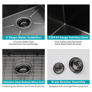 Topmount Kitchen Sink 16 Gauge, Single Bowl