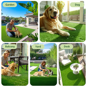 Realistic Deluxe Artificial Grass Synthetic Turf Carpet with 1.18" Thickness - Green