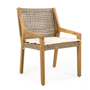 Outdoor Dining Set – Acacia Wood Hermosa Table & Wicker Chairs
