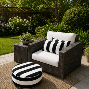 2 Pack Outdoor Lumbar Pillow with Inserts 12x20 Inch