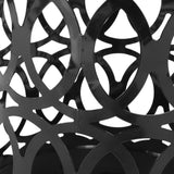 Modern Outdoor Metal End Table with Iron Cut Design in Black
