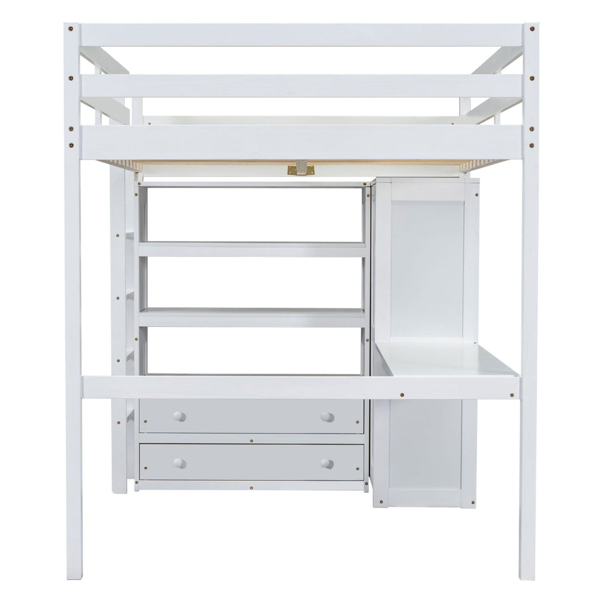 Loft Bed With Built In Wardrobe, Desk, Shelves And Drawers