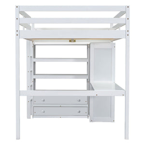 Loft Bed With Built In Wardrobe, Desk, Shelves And Drawers