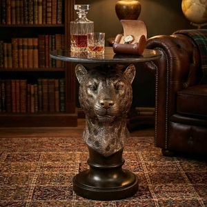 Leopard Head Accent Table