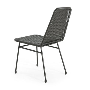 Outdoor Dining Chairs (Set of 2) with Rattan Backrest and Cushions