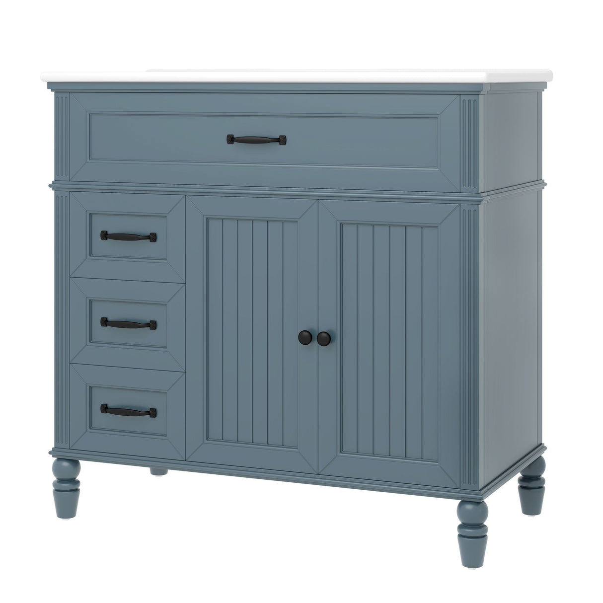 Bathroom Vanity With Sink, 2 Doors 2 Drawers, Freestanding Design
