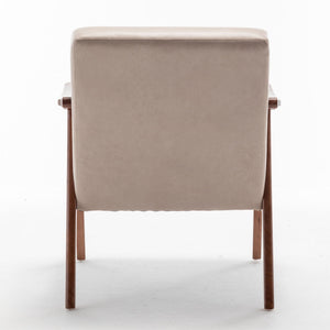 Mid Century Modern Accent Chair With Solid Wood Frame And Extra Thick Backrest