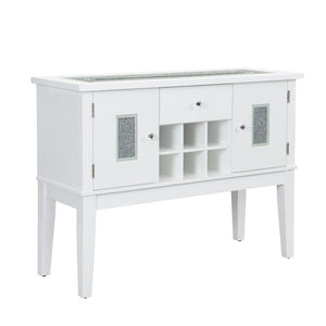 Elizaveta - Server - Faux Crystal Diamonds & White High Gloss