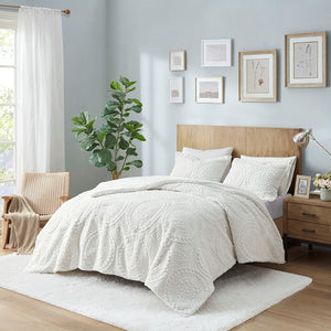 Full/Queen Embroidered Medallion Faux Fur Ultra Plush Comforter Mini Set
