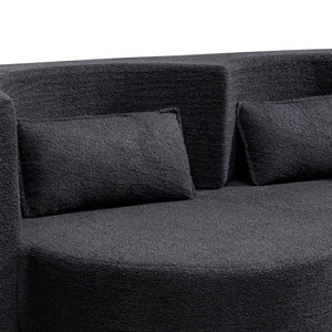 Folding Sofa Bed in Black Teddy Bear Fabric