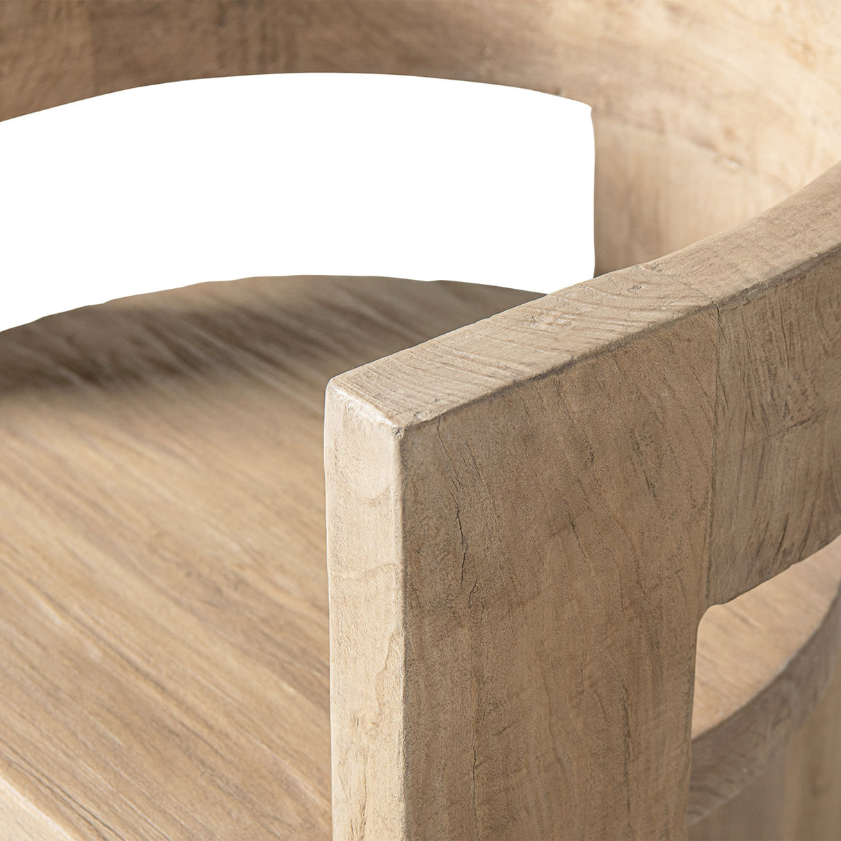 Soren Solid Reclaimed Elm Sculptural Accent Curved Dining Chair, Heritage Light Natural Brown