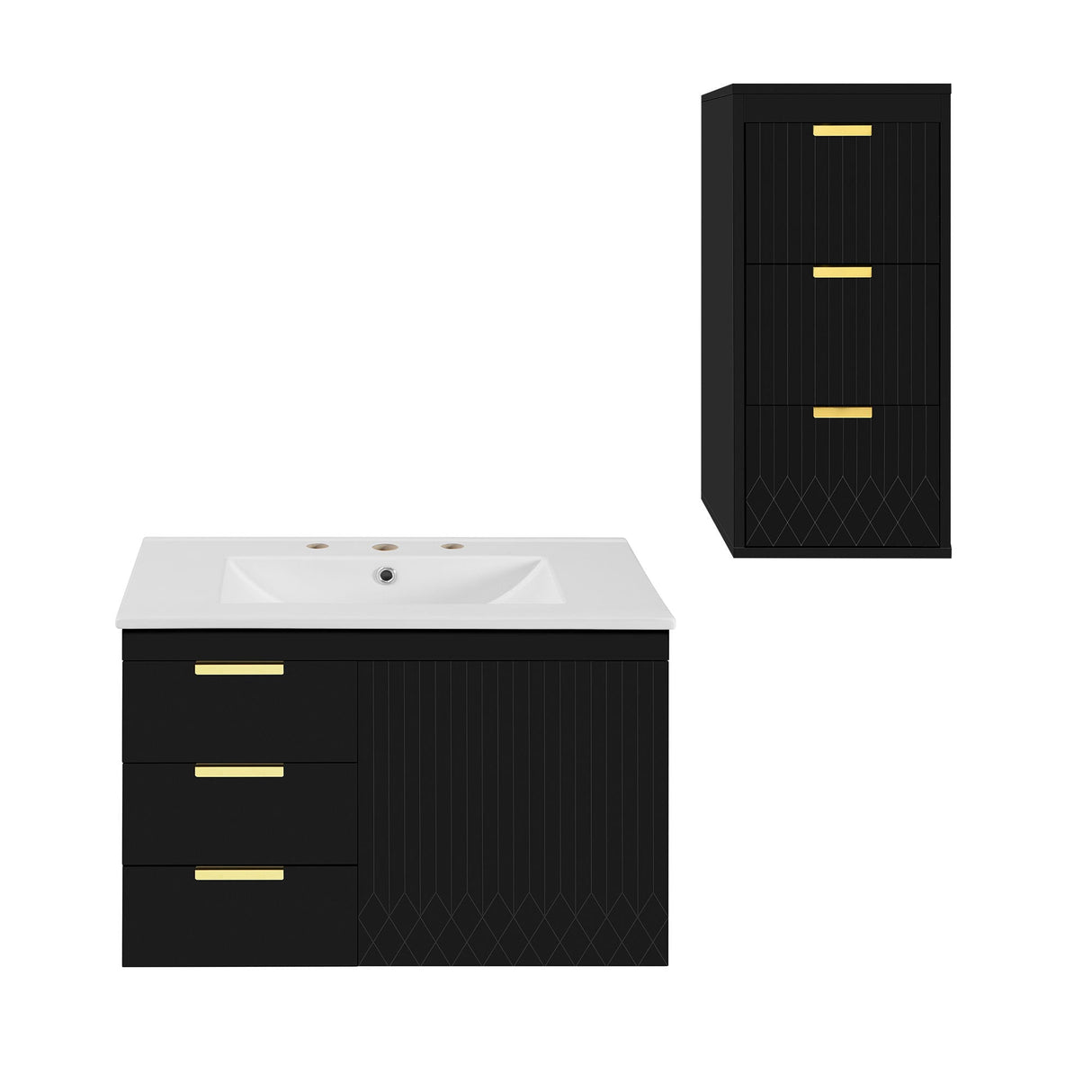 Wall Mounted Bathroom Cabinet With Side Cabinet Combo