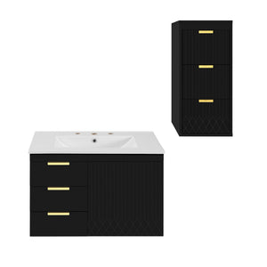 Wall Mounted Bathroom Cabinet With Side Cabinet Combo